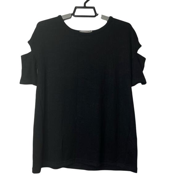 Rag & Bone New York Jean Women's Cut Out Short Sleeves Top Sweater X Small Black - Picture 1 of 7